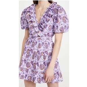 Rahi Amber Paisley Lavender Ruffled Mini Dress